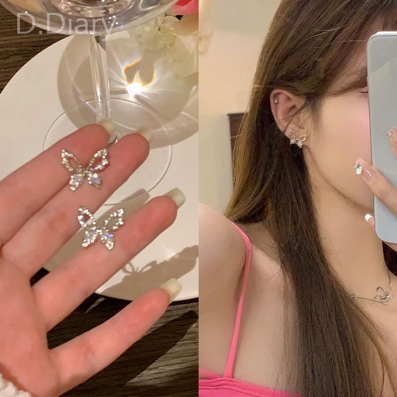 Bông Tai Mạ Bạc 925 Hình Bươm Bướm Đính Pha Lê Lấp Lánh Tinh Tế Thời Trang Cho Nữ