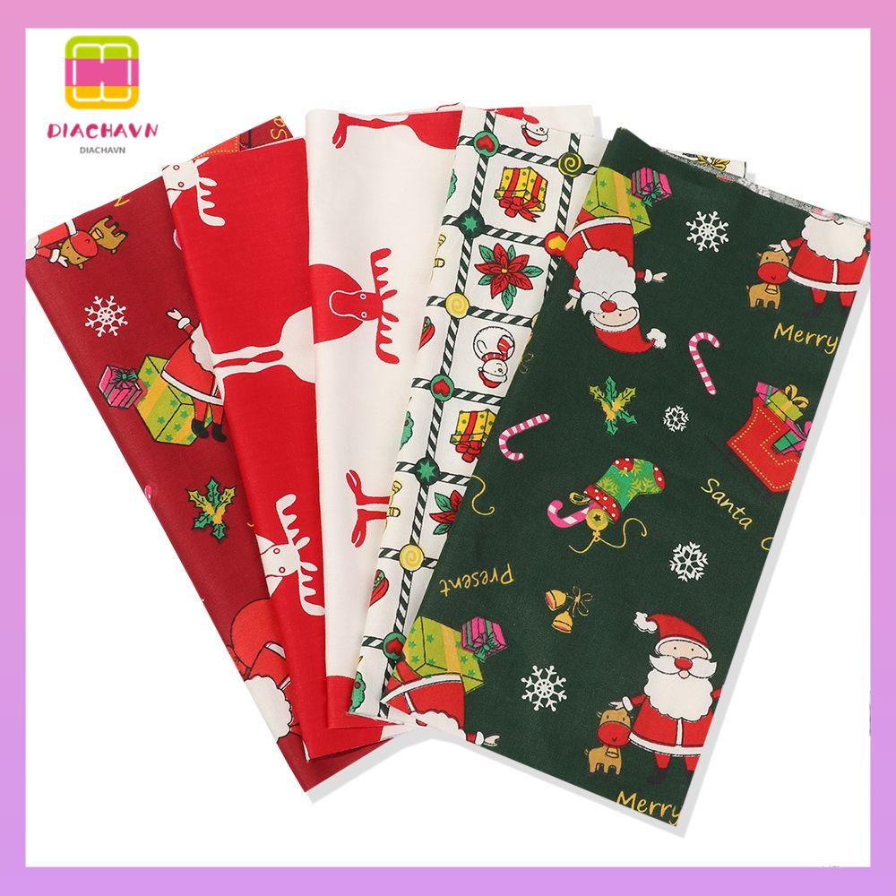 DIACHAVN Set 5 Tấm Vải Cotton In Họa Tiết Giáng Sinh Dùng Làm Đồ Thủ Công