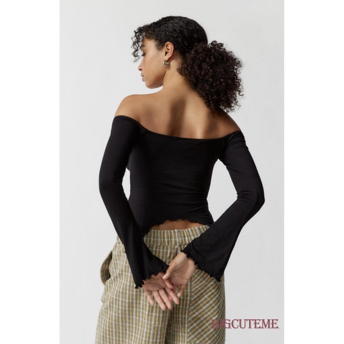 Áo Croptop Trễ Vai Tay Dài Màu Sắc Thời Trang Cho Nữ