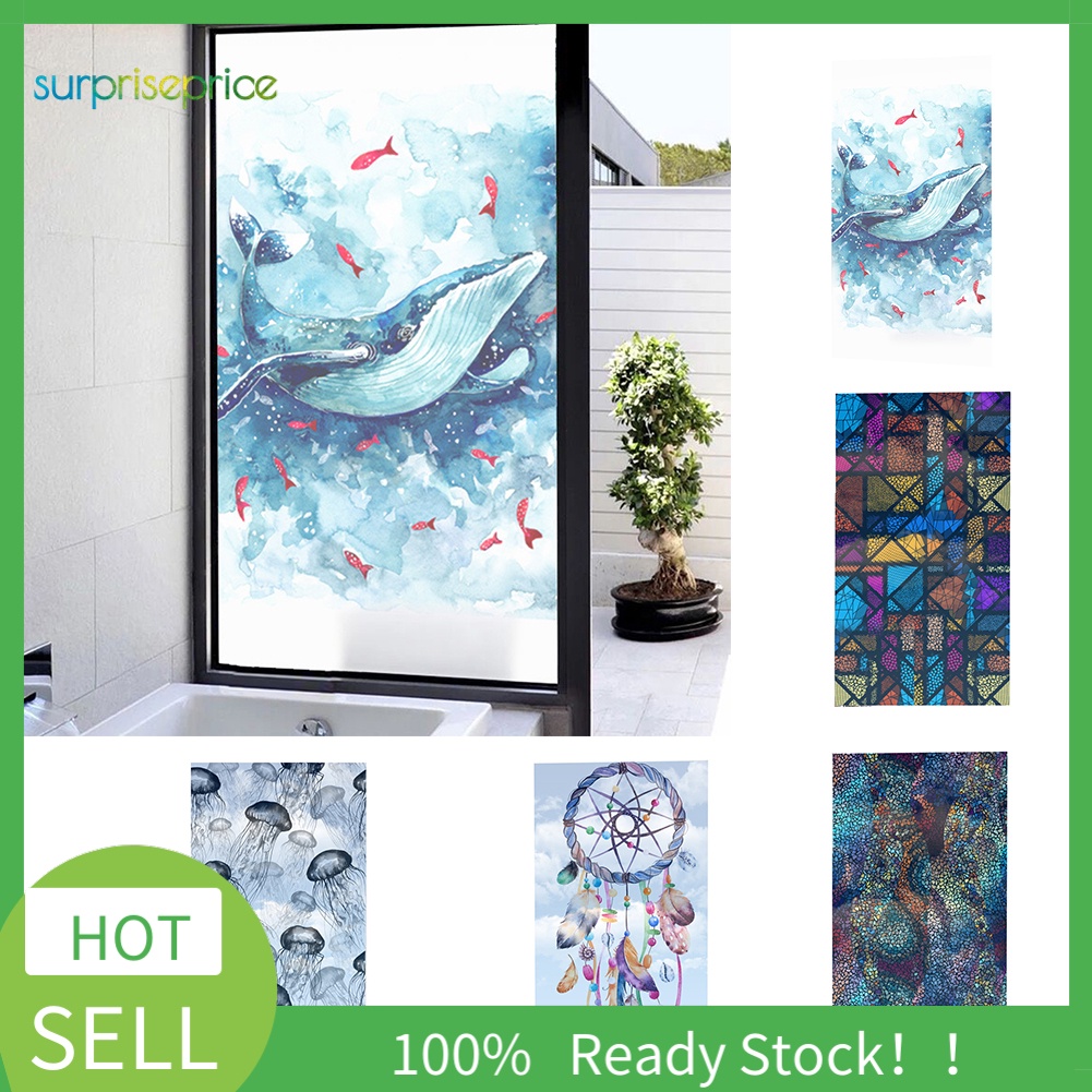 (Bất Ngờ) Phim Dán Cửa Sổ Thời Trang Không Keo Dán Hình Lưới Bắt Cá Voi / Dream Catcher Trang Trí