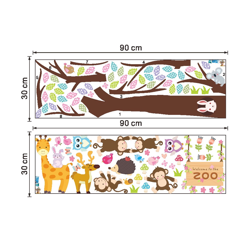 Miếng Dán Tường Hình Chú Khỉ Leo Cây Hoạt Hình Trang Trí Phòng Trẻ Em DIY