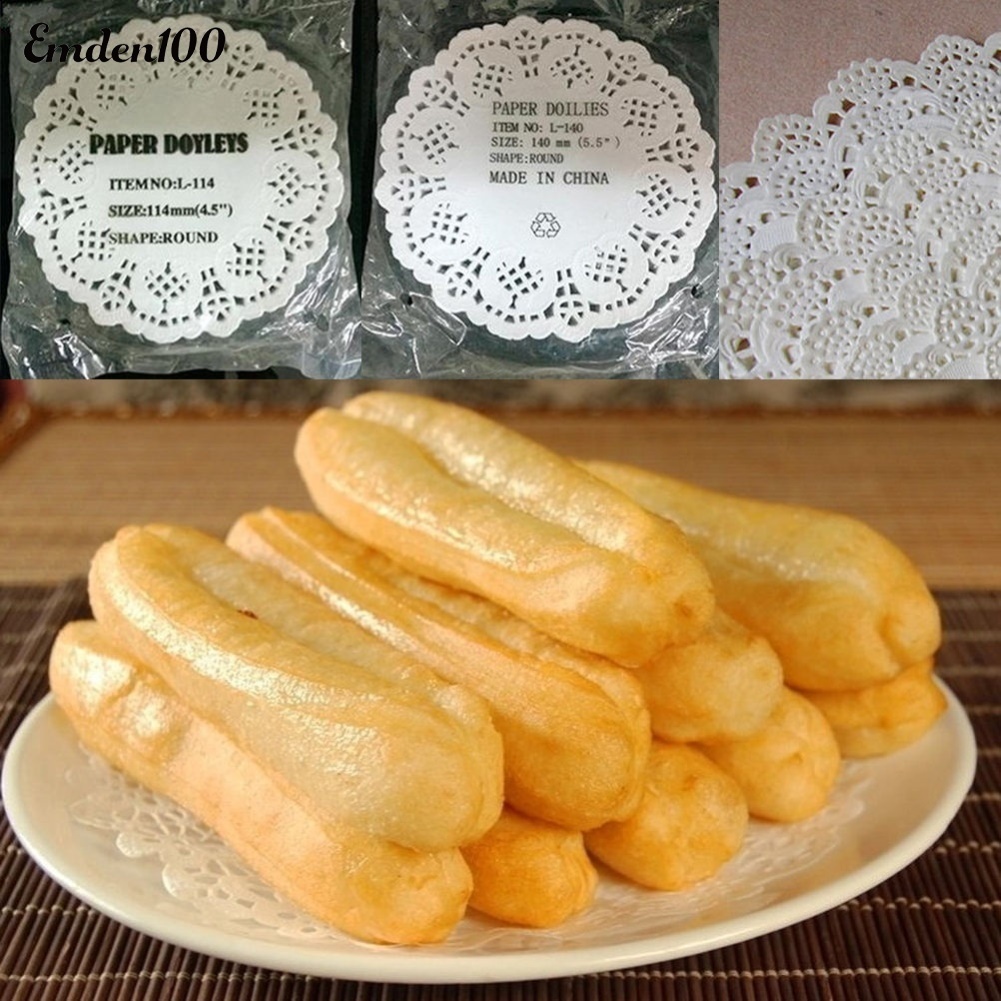 Bộ 100 Giấy Lót Bánh Kem Hình Tròn Họa Tiết Ren