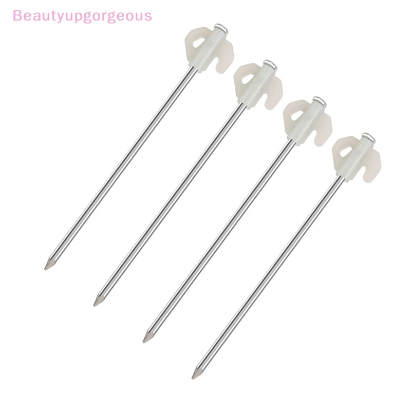Bộ 4 Đinh Cắm Trại Bằng Thép 21CM Độ Bền Cao Có Lỗ Gắn Đất Trắng