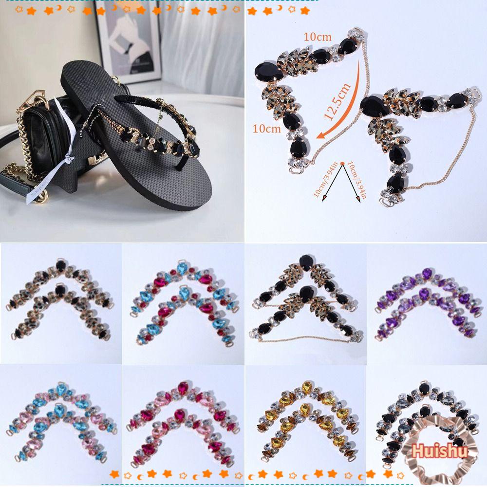 HS Set 2 Chuỗi Dây Xích Bằng Acrylic Hình Hoa Trang Trí Dép Xỏ Ngón Có Thể Tháo Rời DIY Cho Nữ