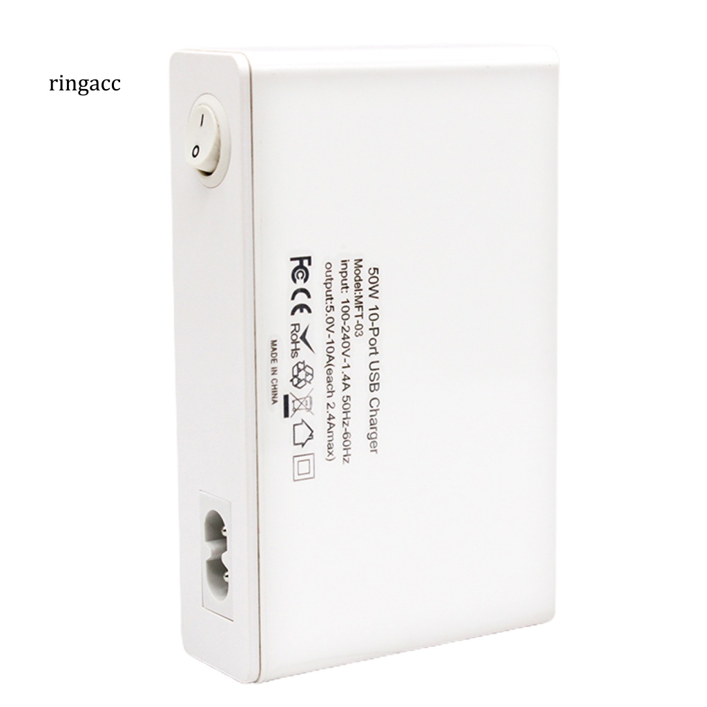 1 Bộ Sạc RGA 50W Cổng USB 5 / 10 Tiện Lợi Cho Du Lịch