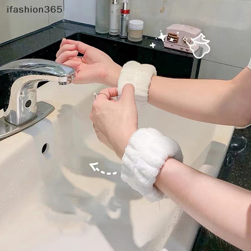 Set 2 Cặp Băng Đeo Cổ Tay Thấm Hút Mồ Hôi Khi Rửa Mặt / Lau Nước ifashion365
