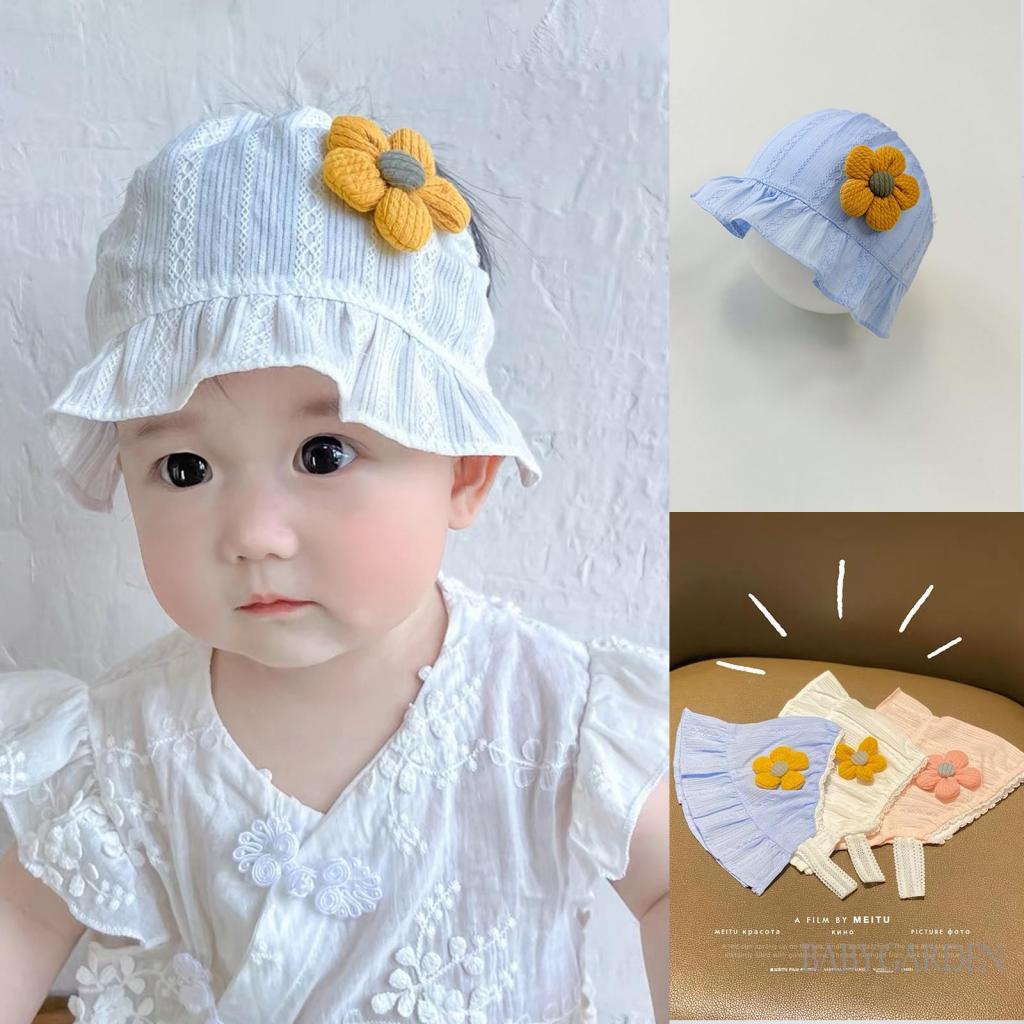 Mũ Beanie Chống Nắng Thoáng Khí Trang Trí Hoa Cho Bé Gái 2-15 Tháng Tuổi