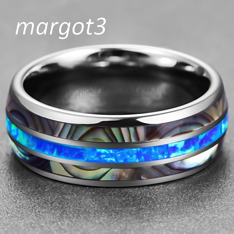 Nhẫn Thép Đính Đá Opal Xanh Lam Margot3 Không Phai Màu Cho Nam