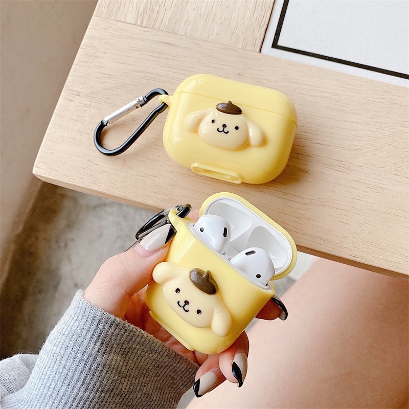 Vỏ Bảo Vệ Hộp Sạc Tai Nghe Bluetooth Airpods 1 2 3 PRO PRO2 Bằng TPU Dẻo Hình Chú Chó Tai Dài Màu Vàng Dễ Thương