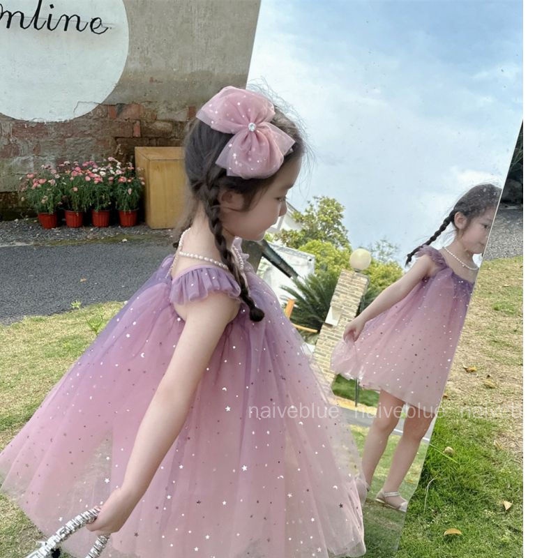 Đầm Công Chúa Hai Dây Thời Trang Mùa Hè Dành Cho Bé Gái