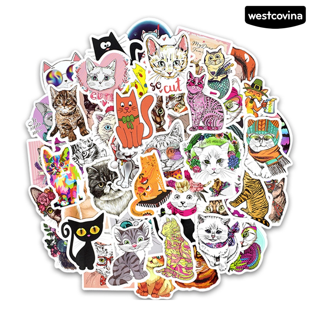 [WSTN]✎Bộ 50 Miếng Dán Chống Thấm Nước Họa Tiết Hoạt Hình Dễ Thương Độc Đáo Trang Trí Tủ Lạnh / Scooter DIY