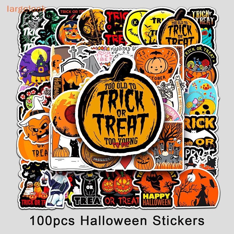 Bộ 100 Miếng Dán PVC Chống Thấm Nước Hình Kinh Dị Trang Trí Halloween