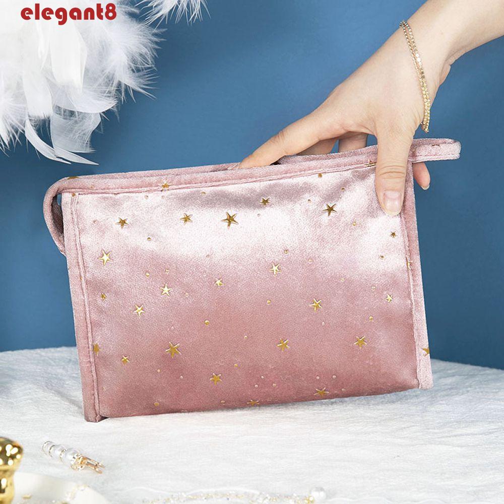 ELEGANT Túi Nhung Đựng Mỹ Phẩm Cỡ Lớn Chống Thấm Nước Tiện Dụng Cho Bạn Gái