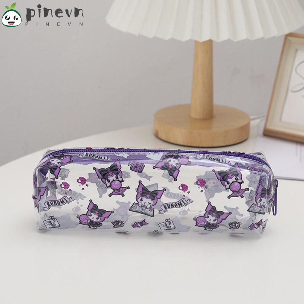 PINEVN Túi Đựng Bút Bằng PVC Trong Suốt Sức Chứa Lớn Chống Nước In Họa Tiết Kuromi Hoạt Hình Cho Trường Học / Văn Phòng