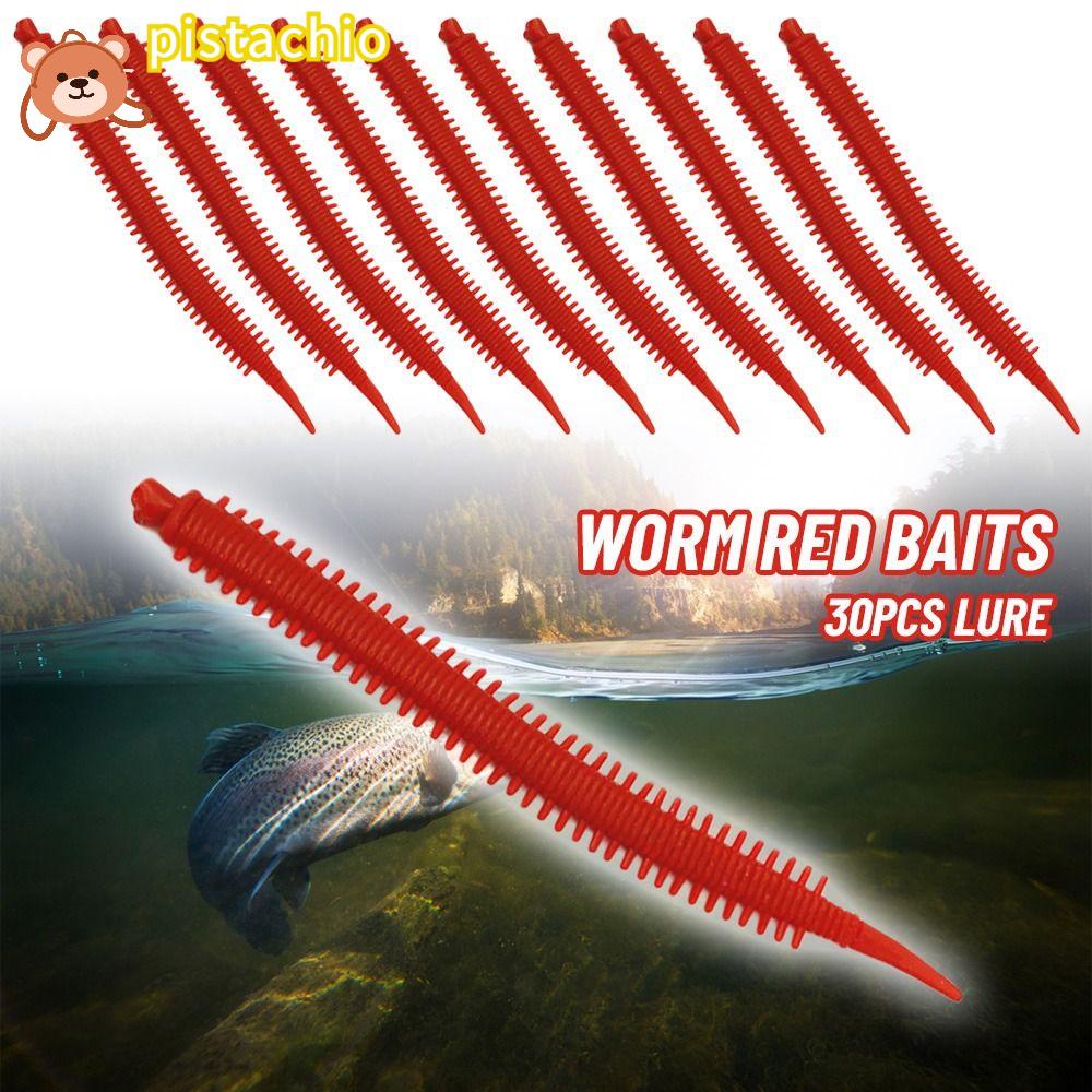 PISTA Bộ 30 Mồi Câu Cá Mềm Hình Giun Đỏ Độc Đáo