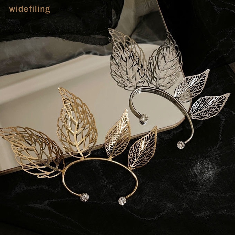 1 Bông Tai Đeo Vành Tai Hình Lá Phong Rỗng Đính Đá Zircon Thời Trang Cho Nữ