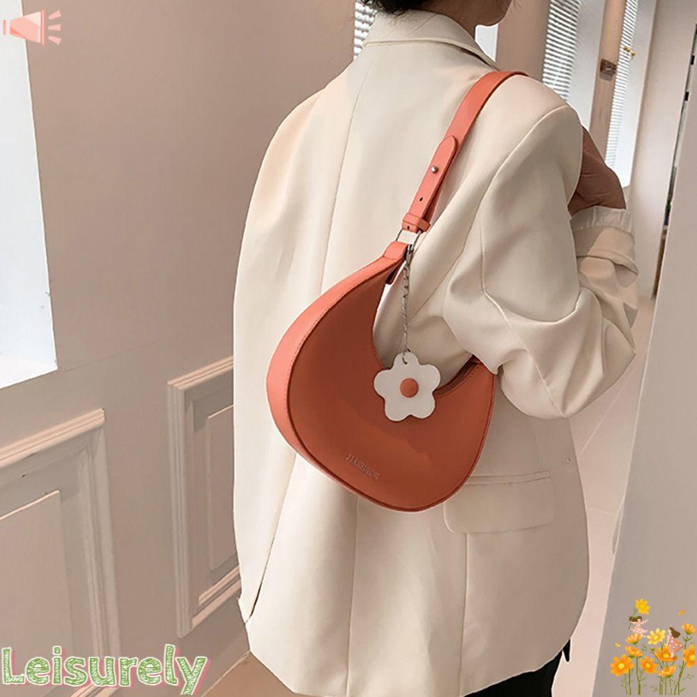 LEILY Túi Đeo Chéo Da PU Sức Chứa Lớn Màu Trơn Phong Cách Boho Thời Trang Cho Nữ