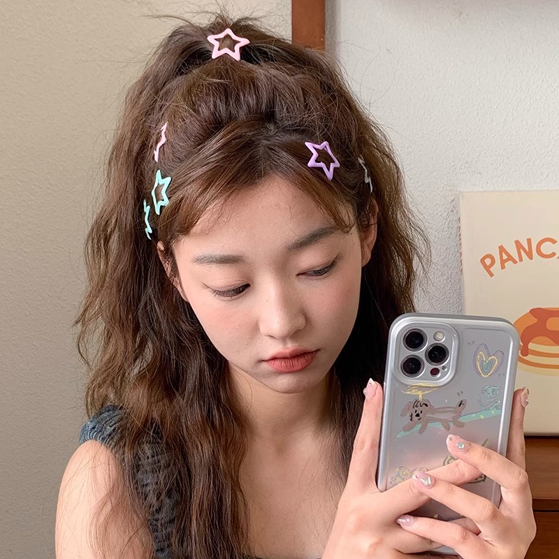 Set 2 Kẹp Tóc Y2K Hình Ngôi Sao Nhiều Màu Sắc Dễ Thương Cho Bé Gái