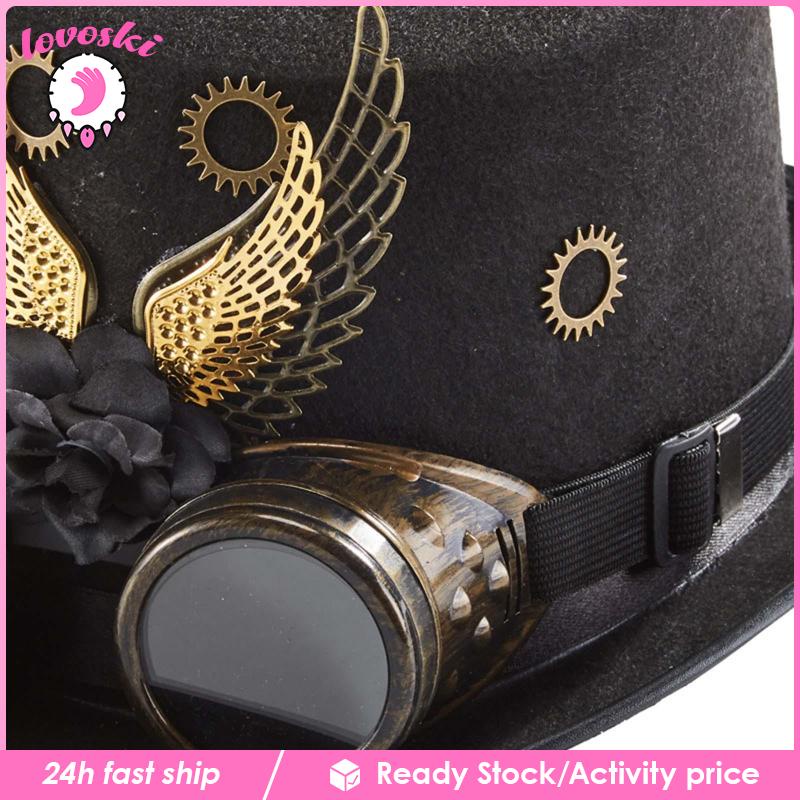 Nón Hóa Trang Halloween Phong Cách Steampunk Màu Vàng Đen E 56-58cm