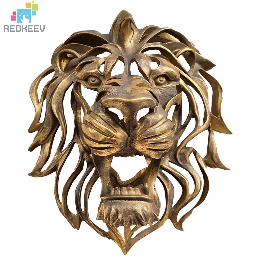 Mô Hình Đầu Sư Tử Điêu Khắc Treo Tường Trang Trí Nhà Cửa