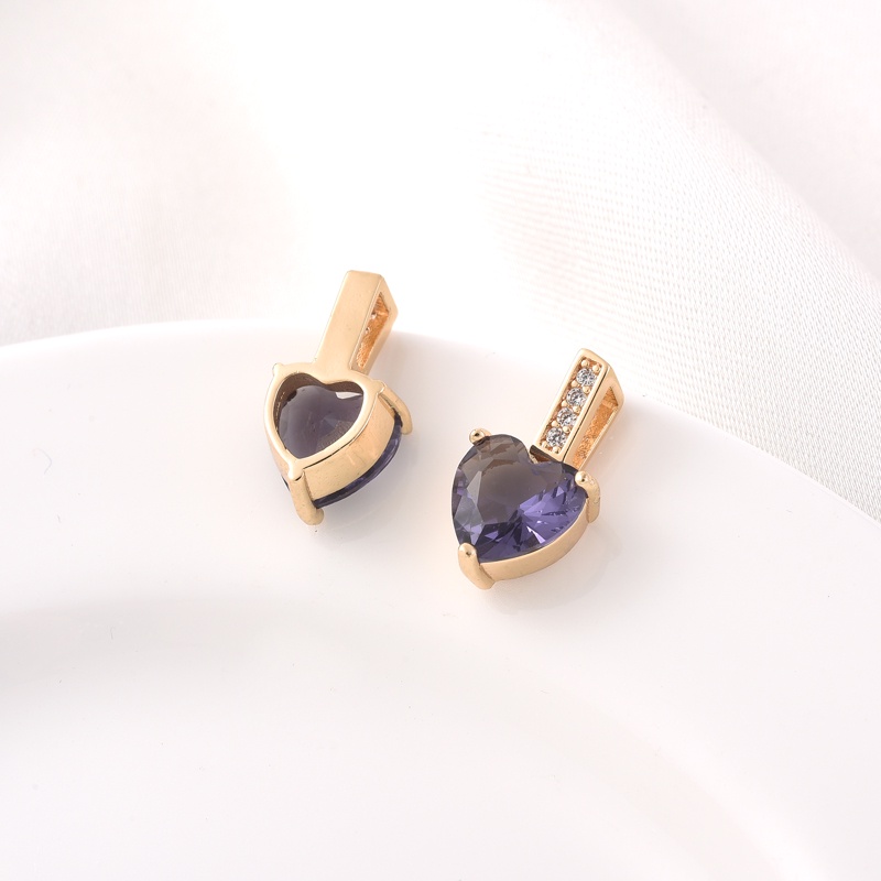 Mặt Dây Chuyền Hình Trái Tim Nhiều Màu Đính Đá Zircon 14K