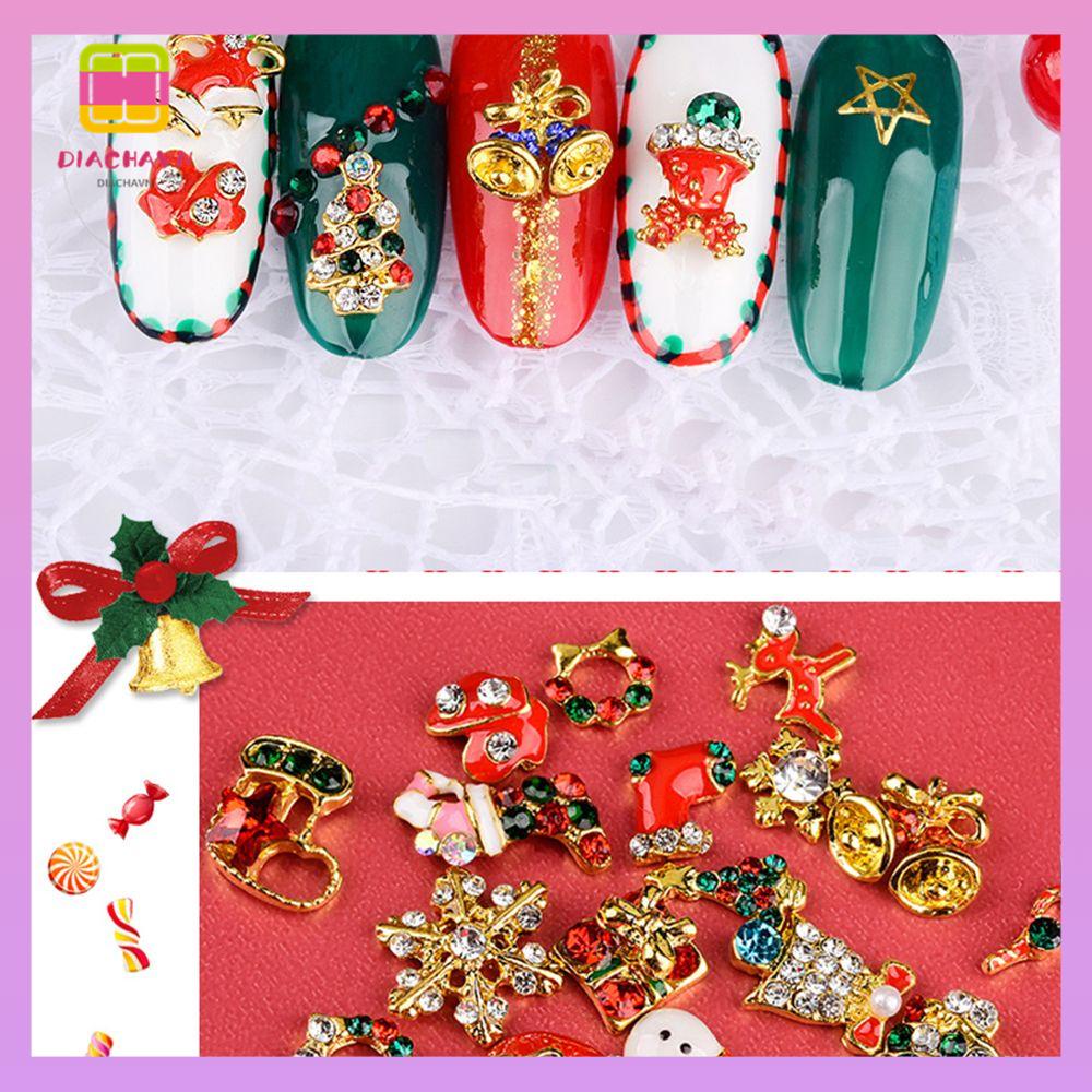 DIACHAVN Phụ Kiện Đính Trang Trí Móng Tay Nghệ Thuật Họa Tiết Giáng Sinh