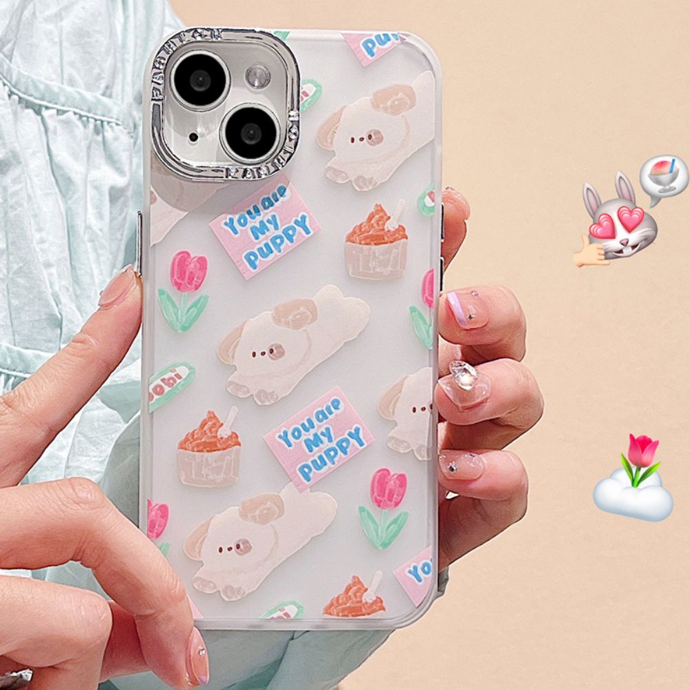 Ốp Điện Thoại TPU Mềm Chống Sốc Mạ Điện Họa Tiết Cún Hoạt Hình Dễ Thương Cho IPhone 14 13 12 11 Pro Max X XR 8 7 Plus