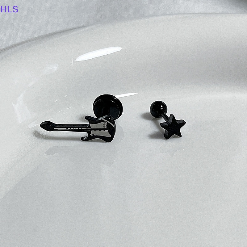 1 Bông Tai Hình Ngôi Sao / Xương Đàn Guitar Y2K Màu Đen Thời Trang Dự Tiệc Cho Nữ