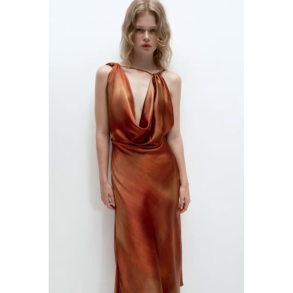 Hàng Mới Về Đầm Lụa Satin In Họa Tiết Phong Cách Âu Mỹ Thời Trang Mùa Hè 2023 w085 8809