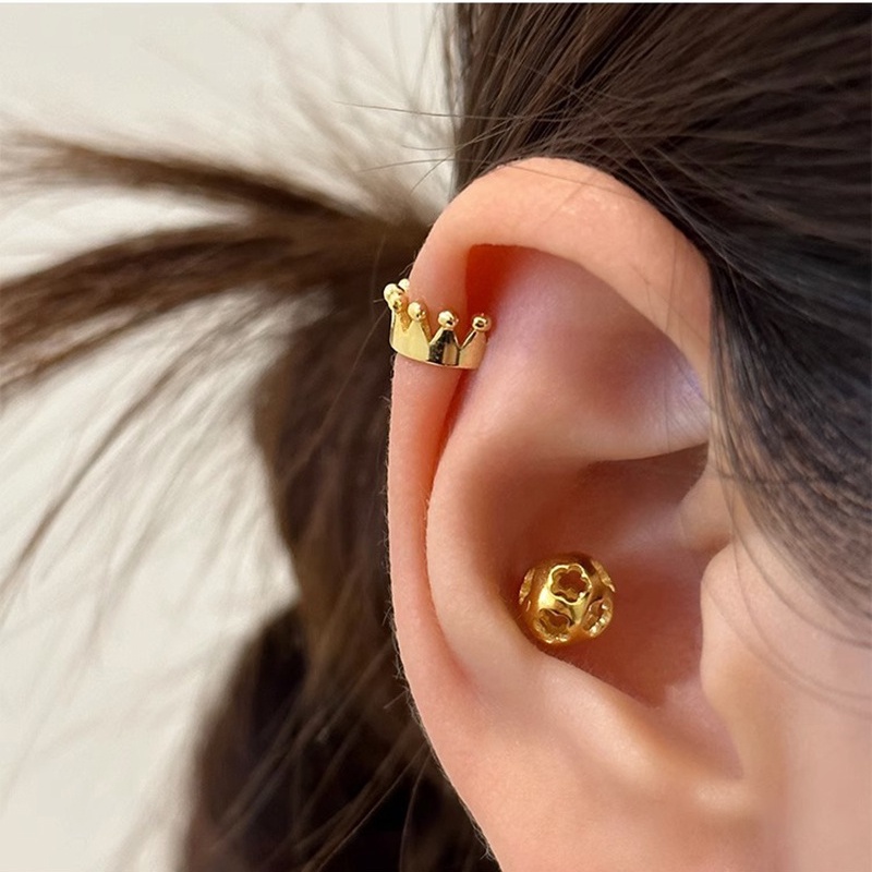 Bộ Khuyên Tai Tròn Mini Màu Vàng / Bạc Không Gây Dị Ứng Thời Trang Cho Nữ