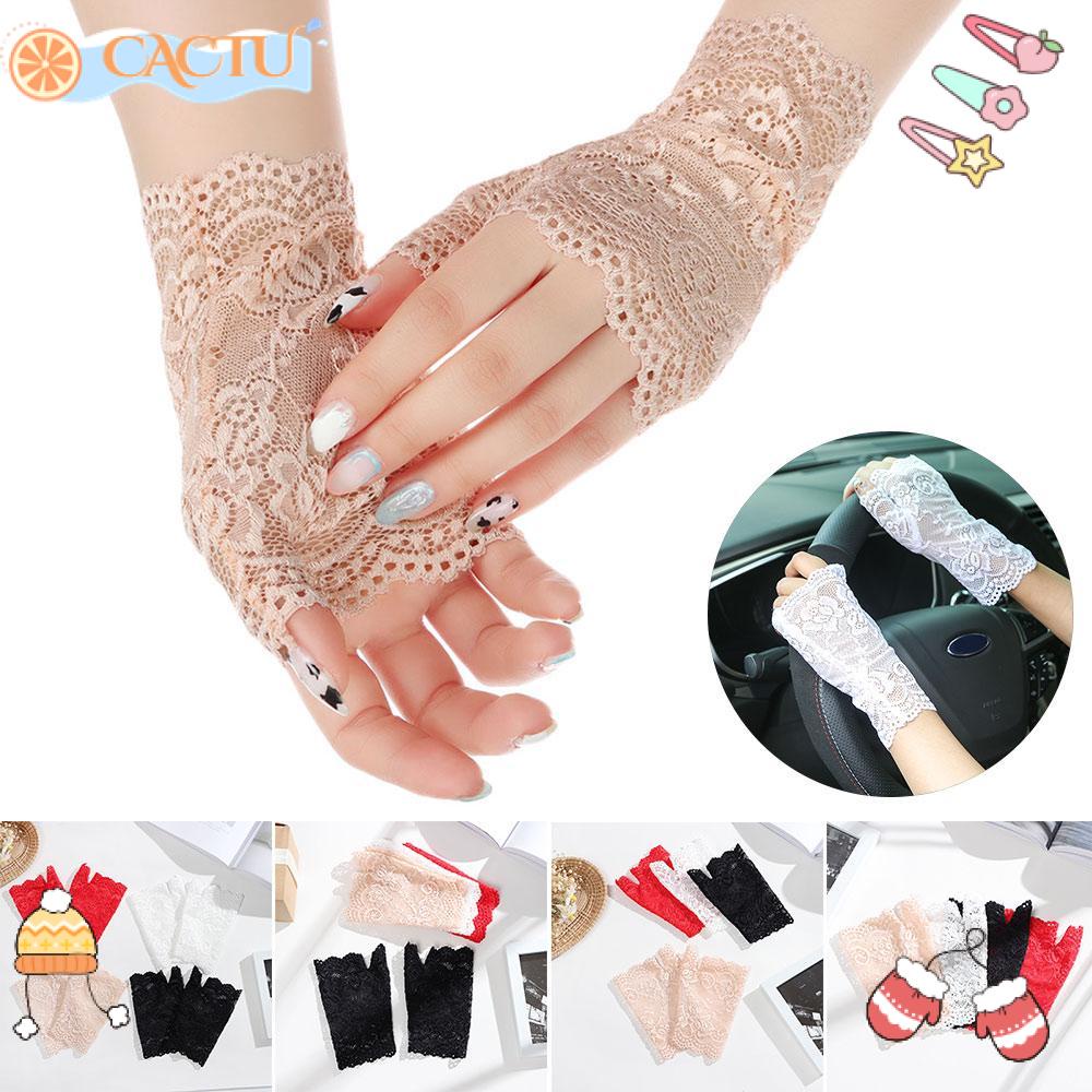 CACTU Găng Tay Lái Xe Chống Nắng Phối Ren Thời Trang