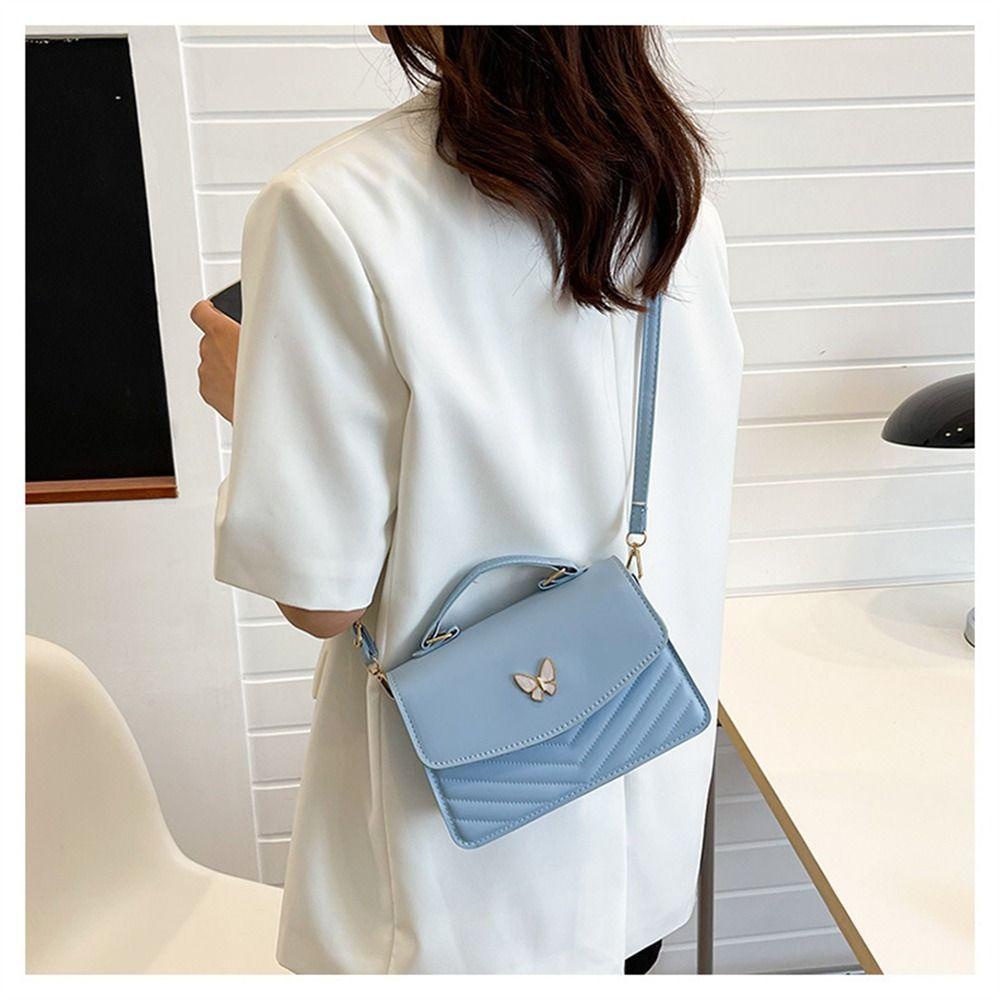 SOFTNESS Túi Xách Da PU Thêu Họa Tiết Bươm Bướm Kích Thước Lớn Thời Trang Cho Nữ