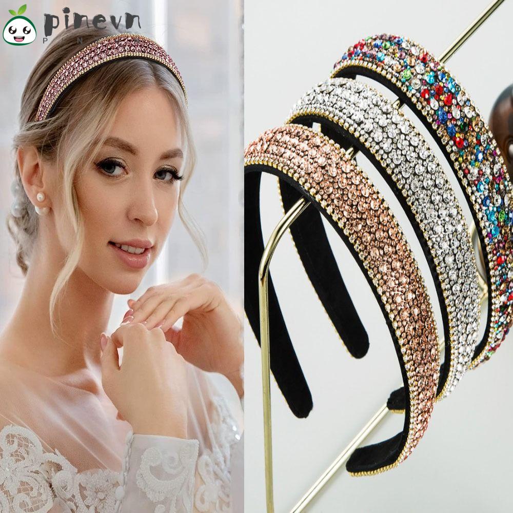 PINEVN Băng Đô Cài Tóc Đính Đá Chống Trượt Tiện Dụng Rửa Mặt / Trang Điểm Cho Nữ