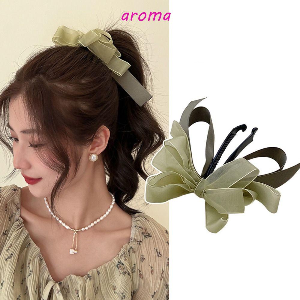 AROMA Kẹp Tóc Đính Nơ Ruy Băng Phong Cách Hàn Quốc Cho Nữ