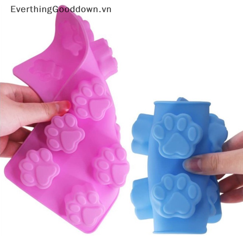 Khuôn Silicone Làm Bánh Hình Dấu Chân Chó Mèo 10 Ngăn Tiện Lợi