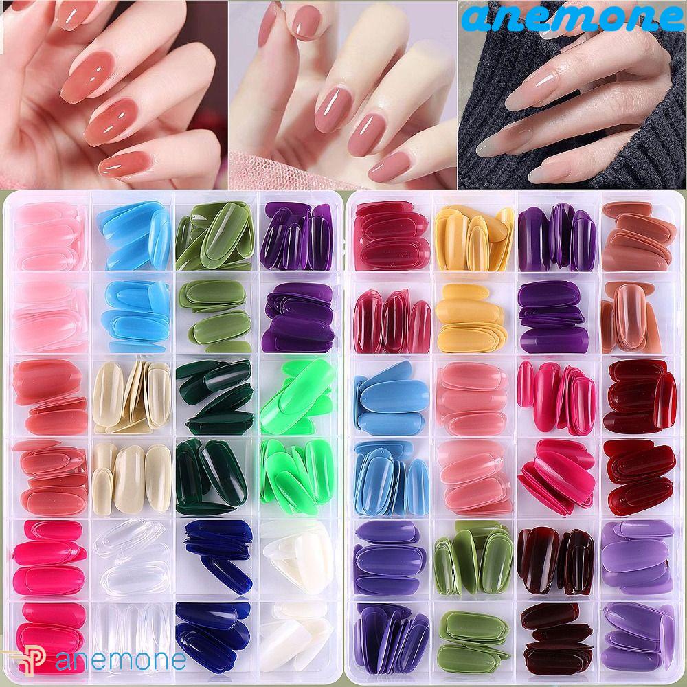 ANEMONE Móng Tay Giả Dài Siêu Mỏng Dạng Nhấn Che Phủ Toàn Diện Có Thể Tháo Rời DIY