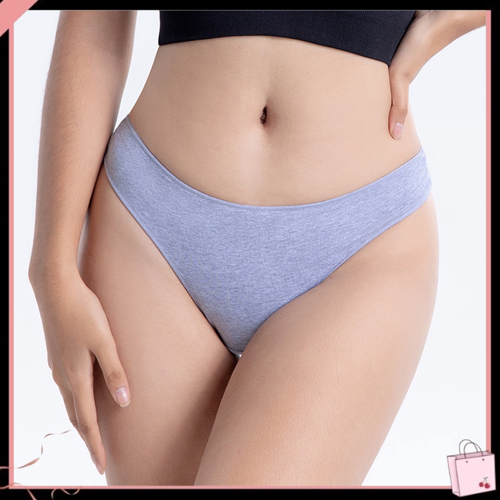 Quần Lót Cotton Màu Sắc Đơn Giản Lưng Thấp Co Giãn Không Đường May Cho Nữ