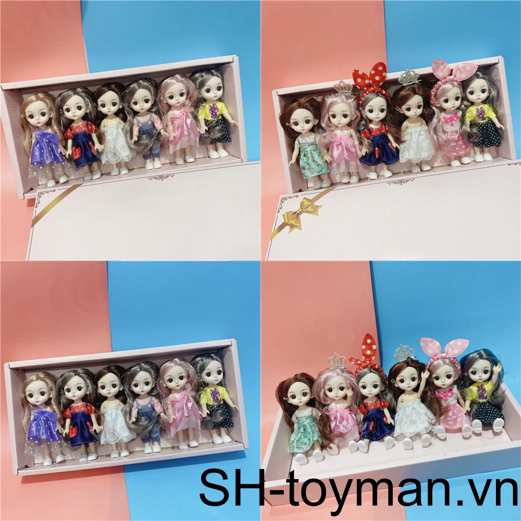 Set 6 Búp Bê Đồ Chơi 3D Mini Dễ Thương Xinh Xắn 17cm