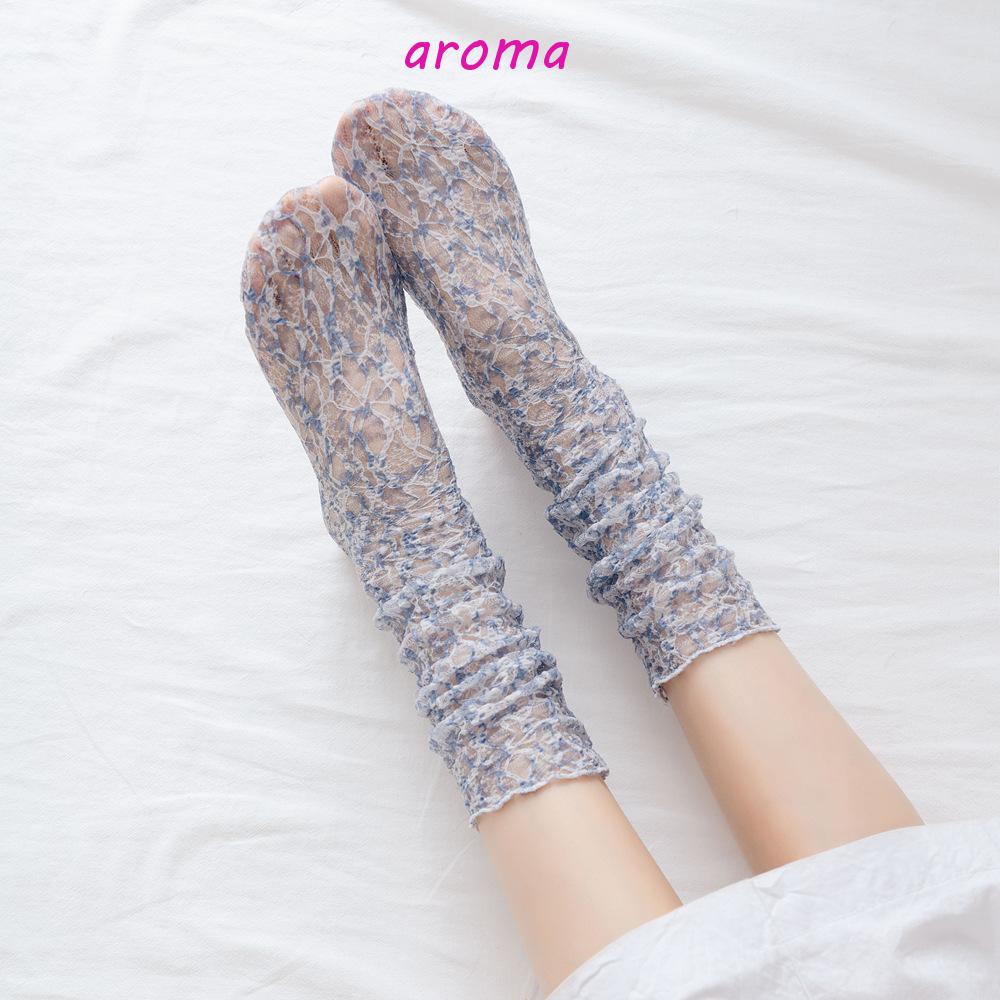 AROMA Tất Lưới Phối Ren Thoáng Khí Phong Cách Nhật Bản Dành Cho Nữ