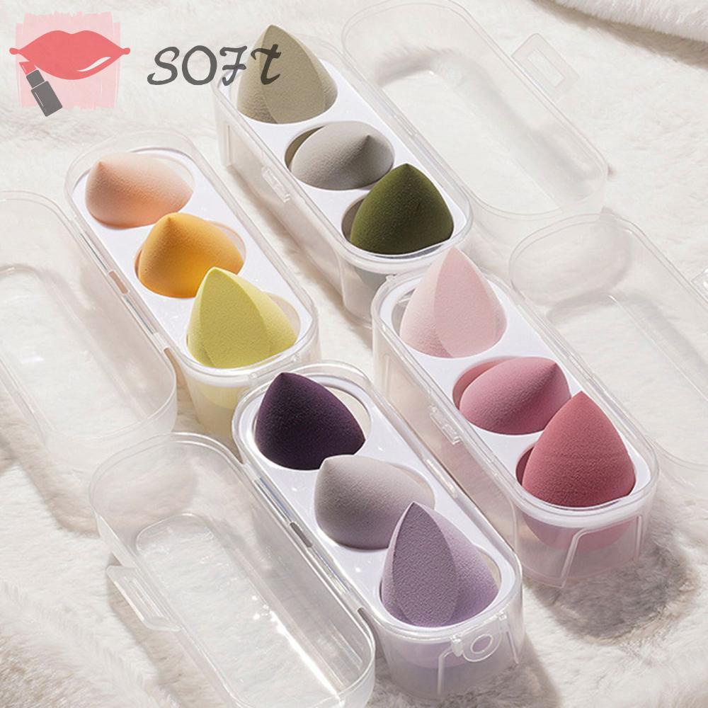 SOFTNESS Set 3 Mút Trang Điểm Tán Kem Nền Có Thể Tái Sử Dụng Và Bền