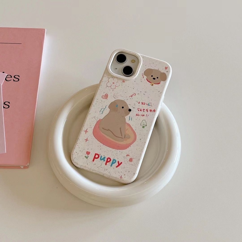 Ốp Điện Thoại Chống Sốc Có Thể Phân Hủy Được Họa Tiết Cún Dễ Thương Cho Iphone 13Promax 14 11 12