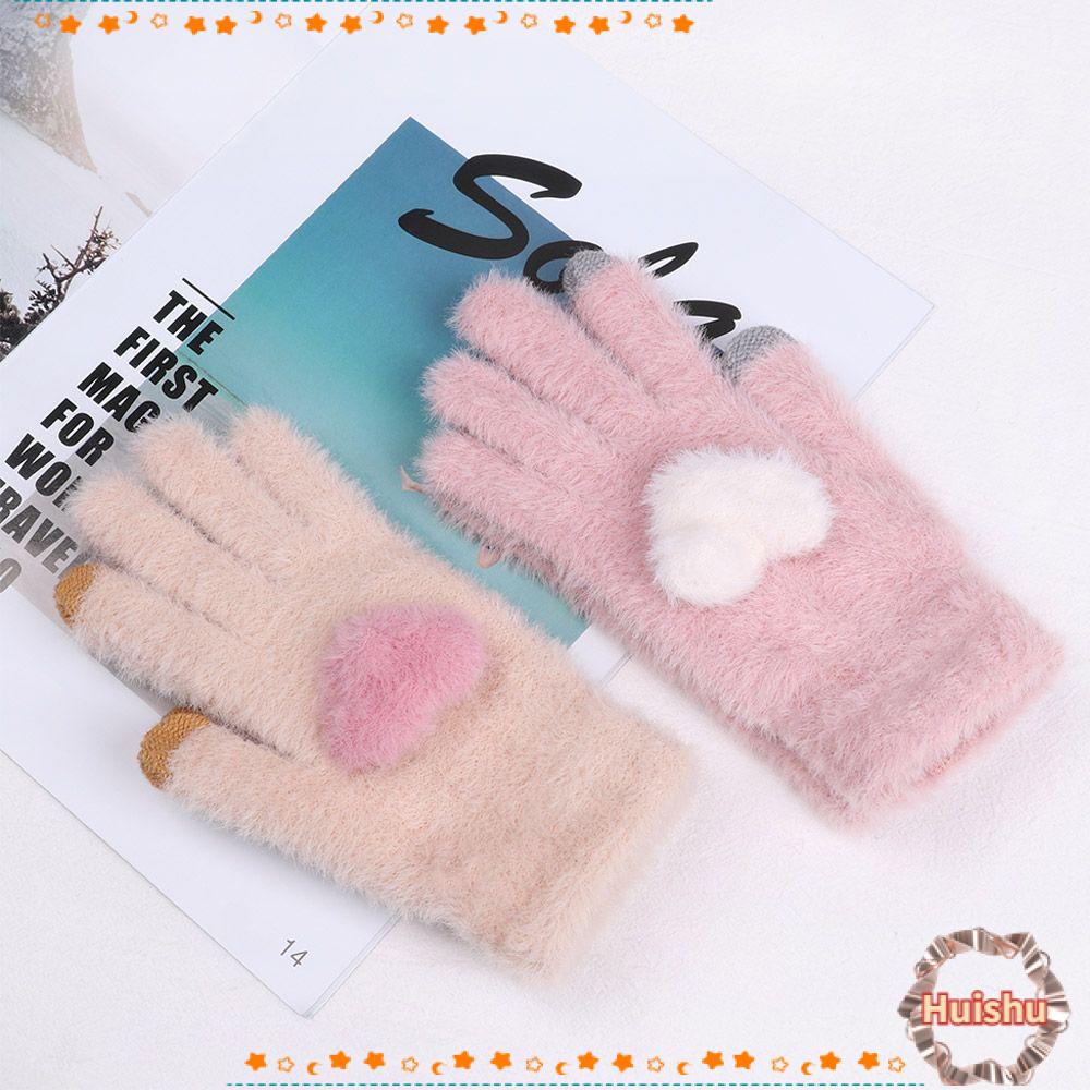 HS Găng Tay Len Hở Ngón Giữ Ấm Mềm Mại Dễ Thương