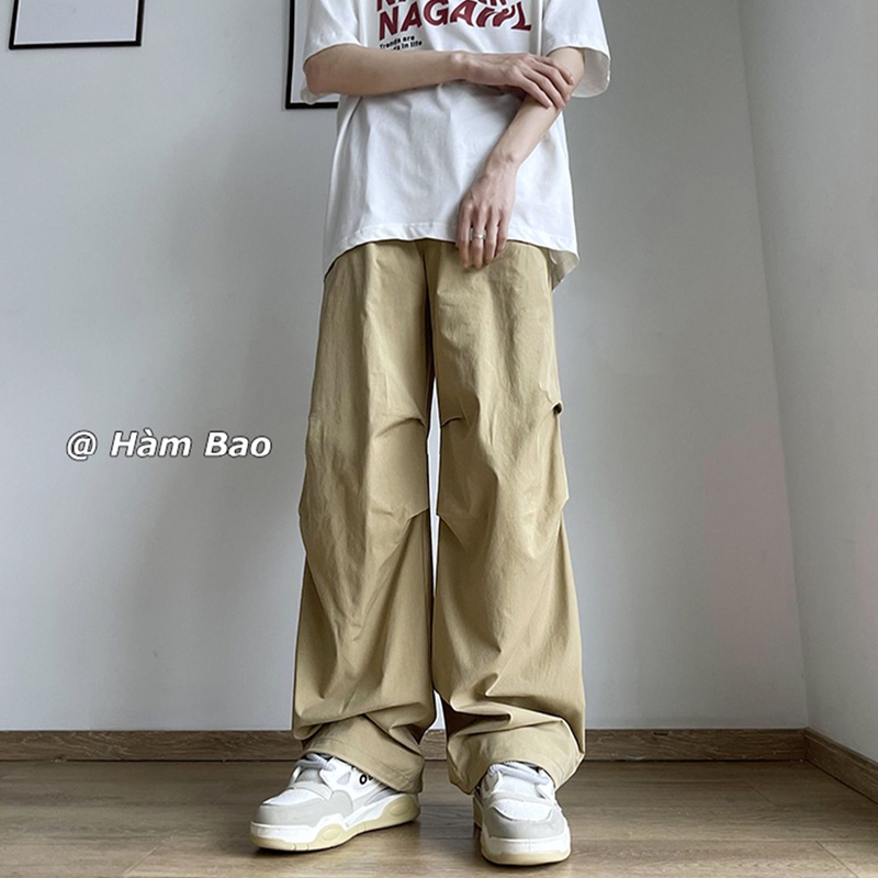Quần Kaki Dài Ống Rộng Phong Cách Retro Mỹ Cá Tính Cho Nam