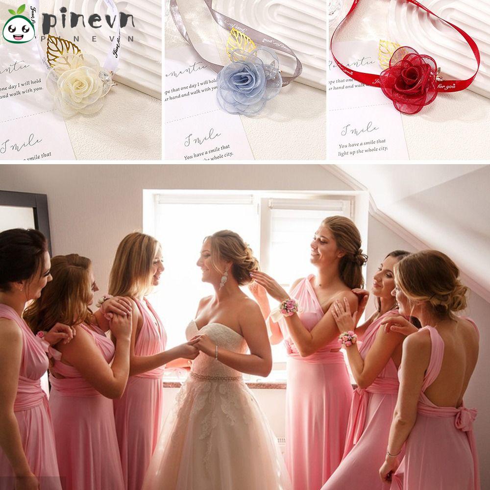 PINEVN Set 2 Vòng Hoa Đeo Tay Thời Trang Cho Cô Dâu