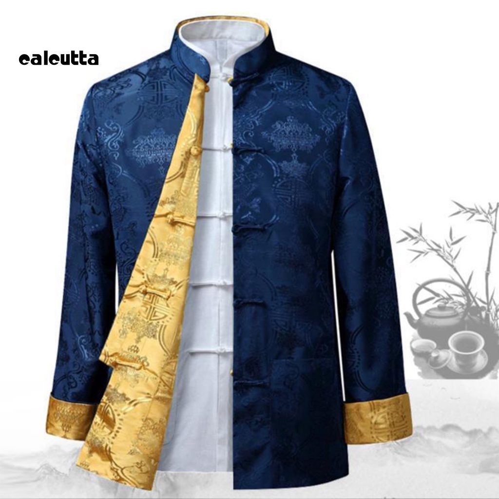 [calcutta] Áo Khoác Truyền Thống Trung Hoa Cổ Đứng Tay Dài Có Thể Đảo Ngược Giữ Ấm Phong Cách Trung Hoa Cổ Điển Cho Cuộc Sống Hàng