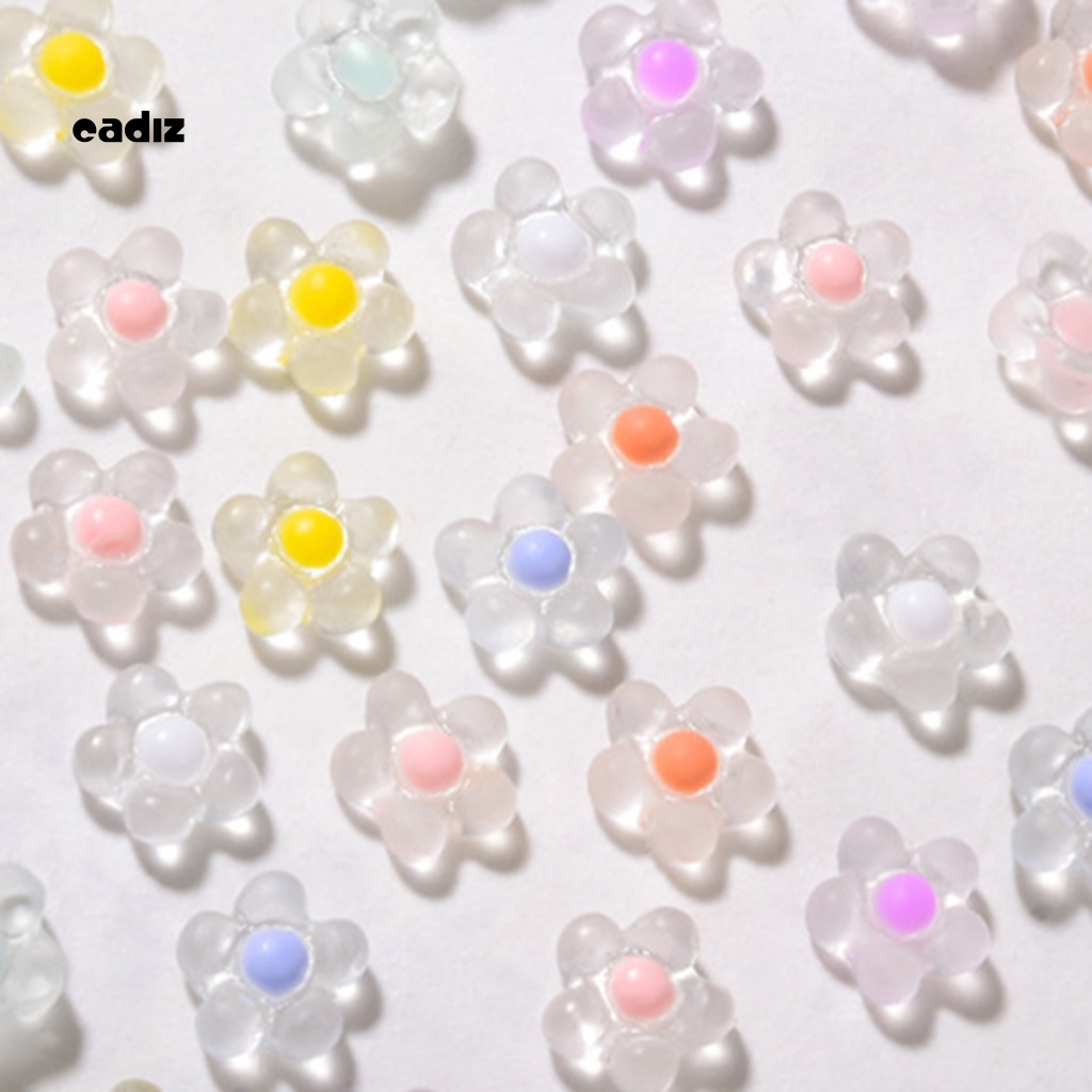 Bộ 50 Phụ Kiện Trang Trí Móng Tay Hình Bông Hoa 3D Bằng Nhựa Resin Màu Sắc Tươi Sáng Chống Thấm Nước Dành Cho Nữ