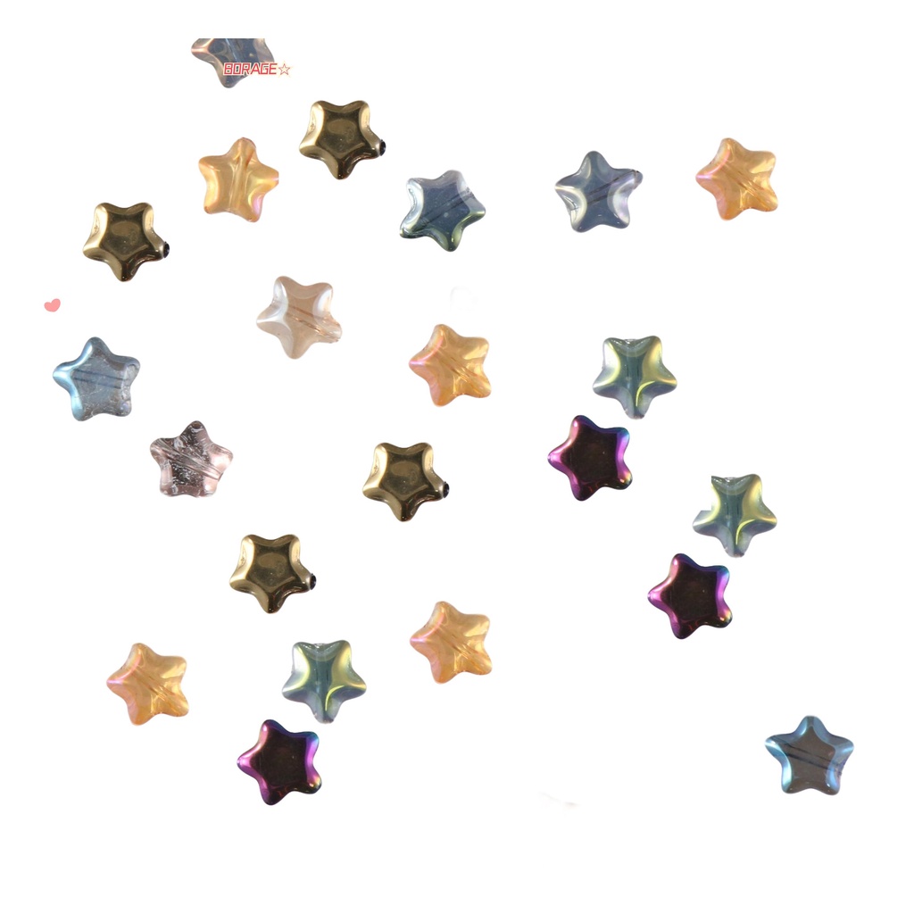 BORAG Set 200 Hạt Xỏ Lỗ Hình Ngôi Sao 8mm Dùng Để Làm Trang Sức Thủ Công