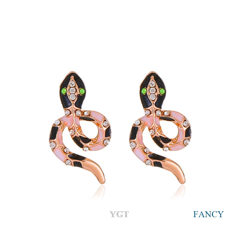 Ygt Set Khuyên Tai Hình Rắn Đính Đá Zircon Màu Sắc Tương Phản Thời Trang Cho Nữ