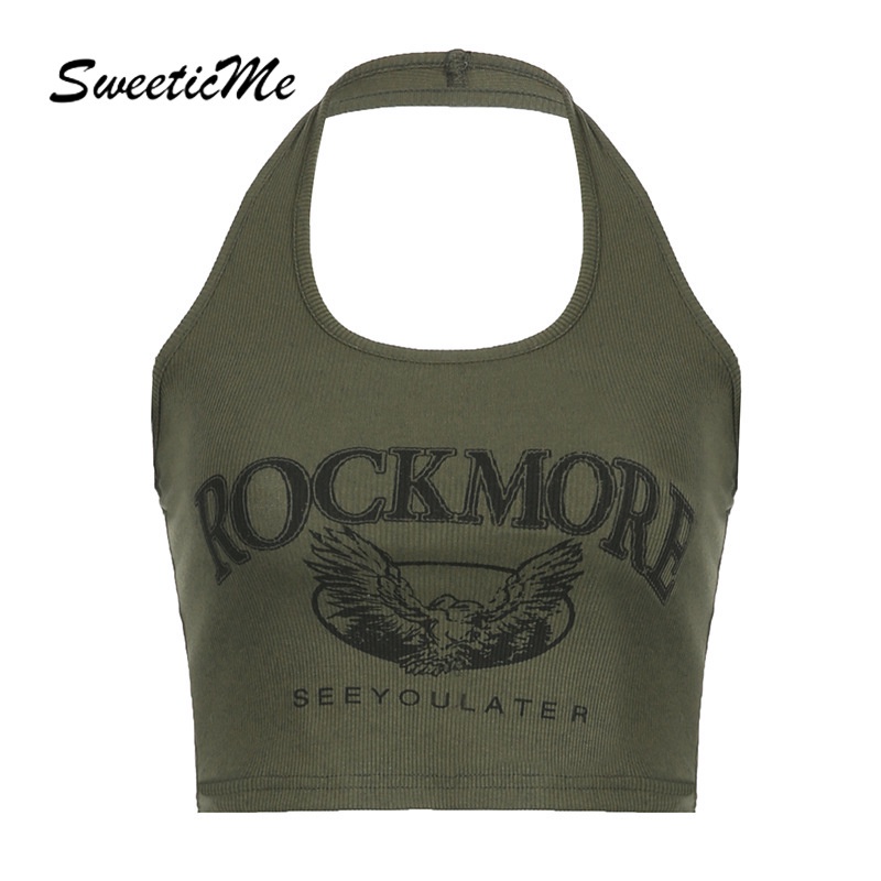 Áo Tank Top Hở Lưng Dáng Ôm In Chữ Thời Trang 2023 Quyến Rũ Cho Nữ