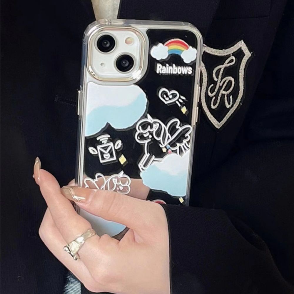 Ốp Điện Thoại TPU Mềm Chống Sốc Tráng Gương Họa Tiết Kỳ Lân Cho IPhone 11 12 13 14 Pro Max